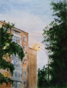 Крупнова Варвара - Пленэр на улице Кургана